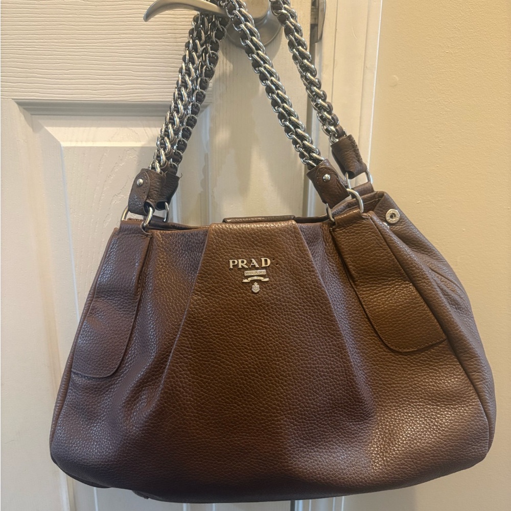 Prada Brown Cervo Lux Leather Hobo Shoulder Bag also Listed on Vin Ted